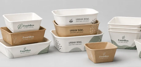 Rectangular and shaped paper bowls in multiple sizes