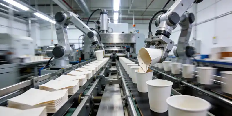 Automated-paper-cup-production-line-showing-precision-forming-of-cup